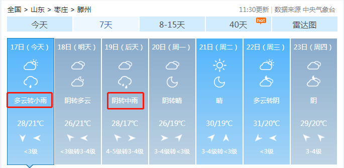 滕州天氣預(yù)報(bào)更新